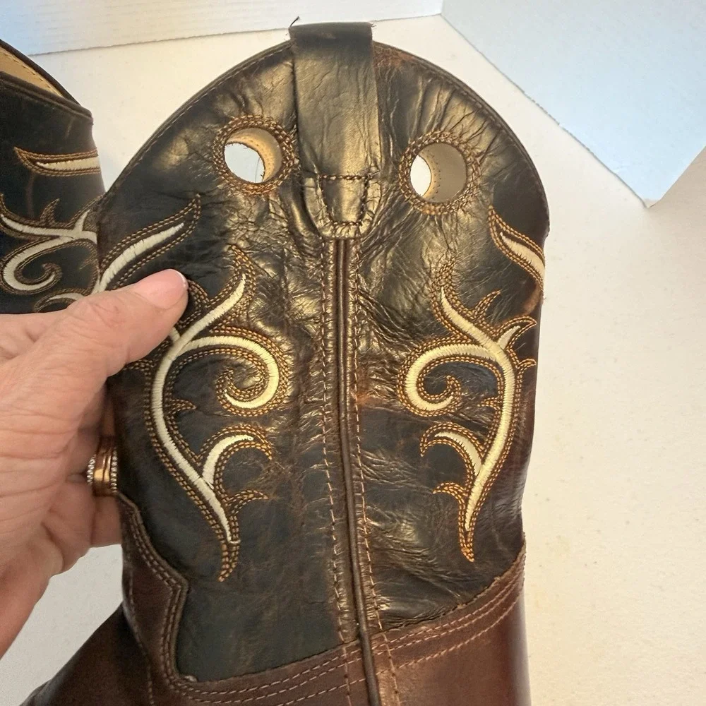 Old West Boots Youth Kids 2.5 D Embroidered Leather Rodeo Cowboy Western Rodeo‎
